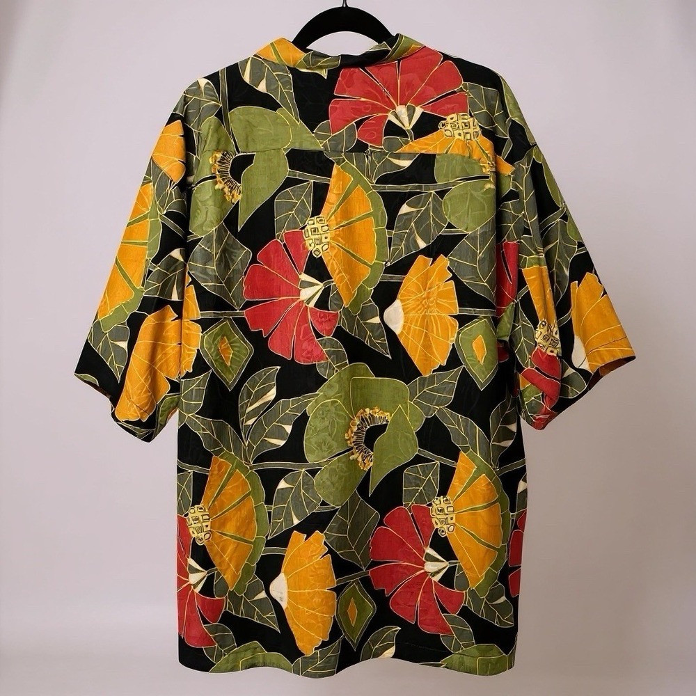 VTG Tommy Bahama Mens XL Silk Hawaiian Aloha‎ Shirt Floral Poppy Camp Shirt